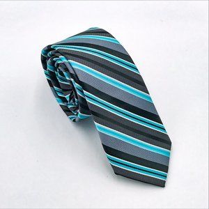 Teal, Gray Stripe Pattern Tie | J.Ferrar